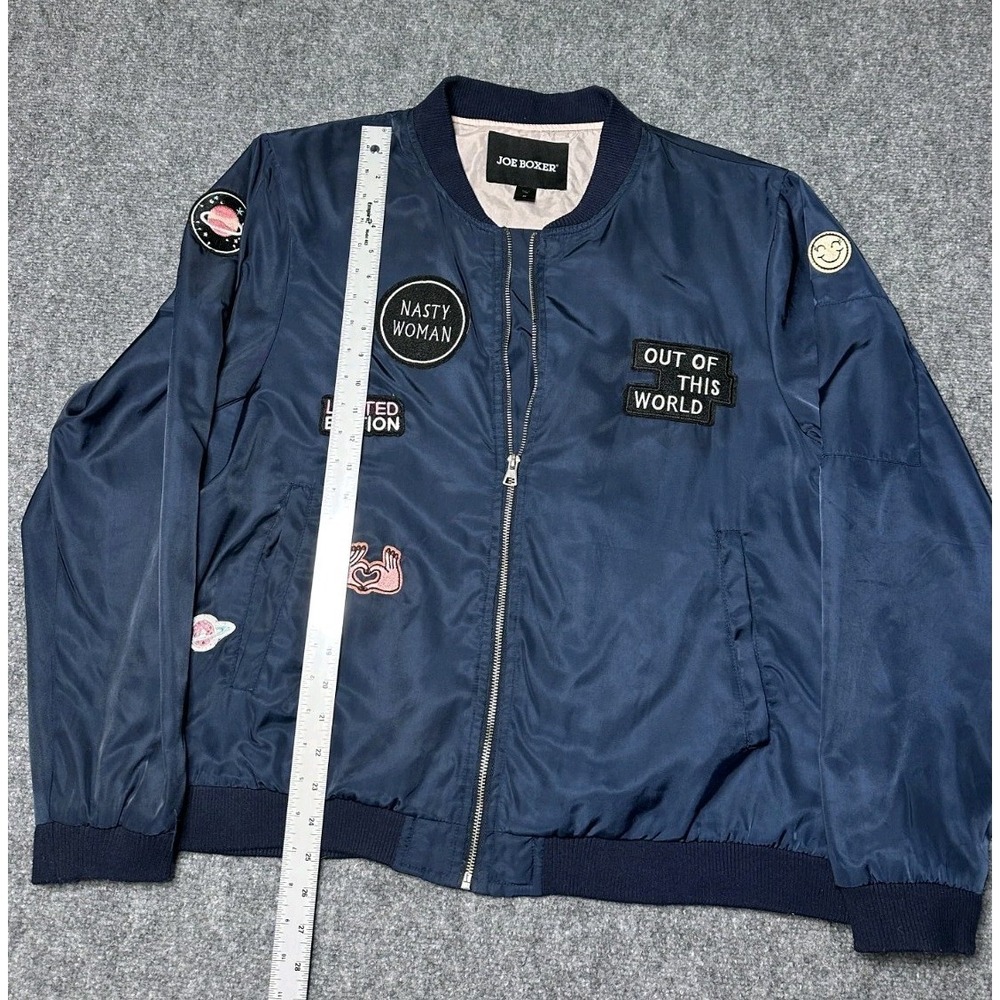 Joe Boxer Jacket Womans Medium Limited Edition Navy Blue Bomber Y2K Fashion - Picture 5 of 7